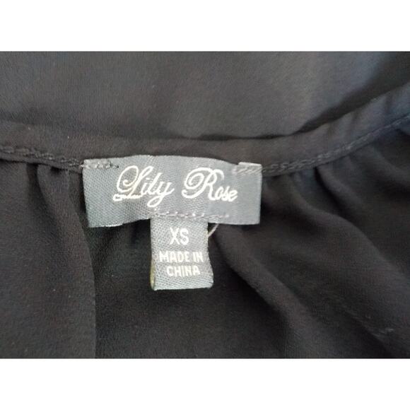 Lily Rose Black Tank Top Women size XS Peplum Spaghetti Straps Chiffon Boho - Picture 5 of 7